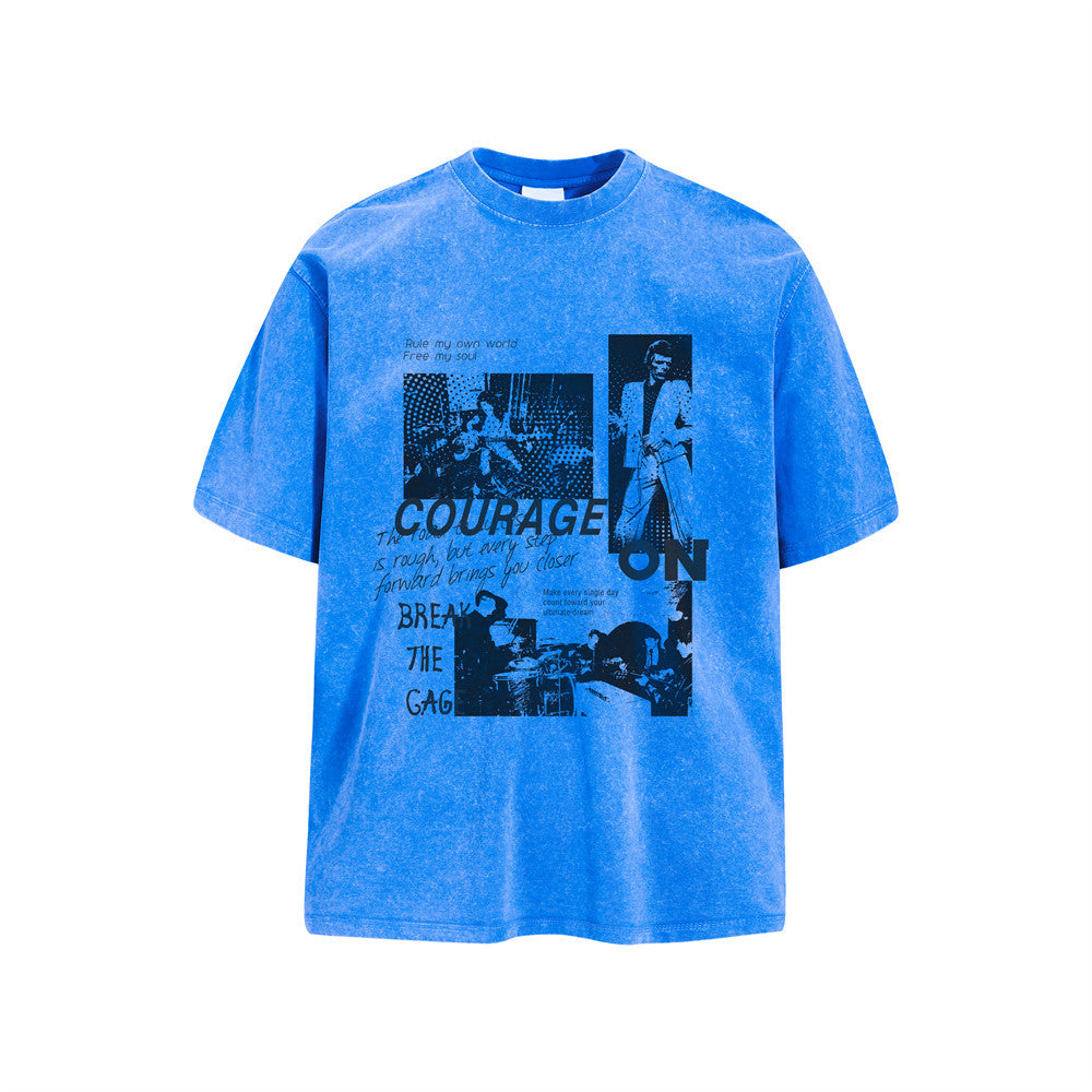 SEAKOFF Oversized Vintage Washed Music Graphic Tee | Courage On