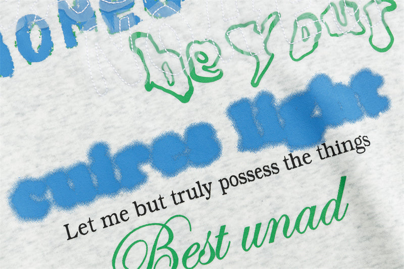 Oversized Graphic Letter Print Fleece-Lined Pullover Hoodie