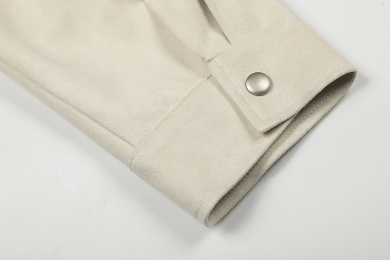 Veste en daim à fermoirs brodés – Style vintage américain Detroit pour homme