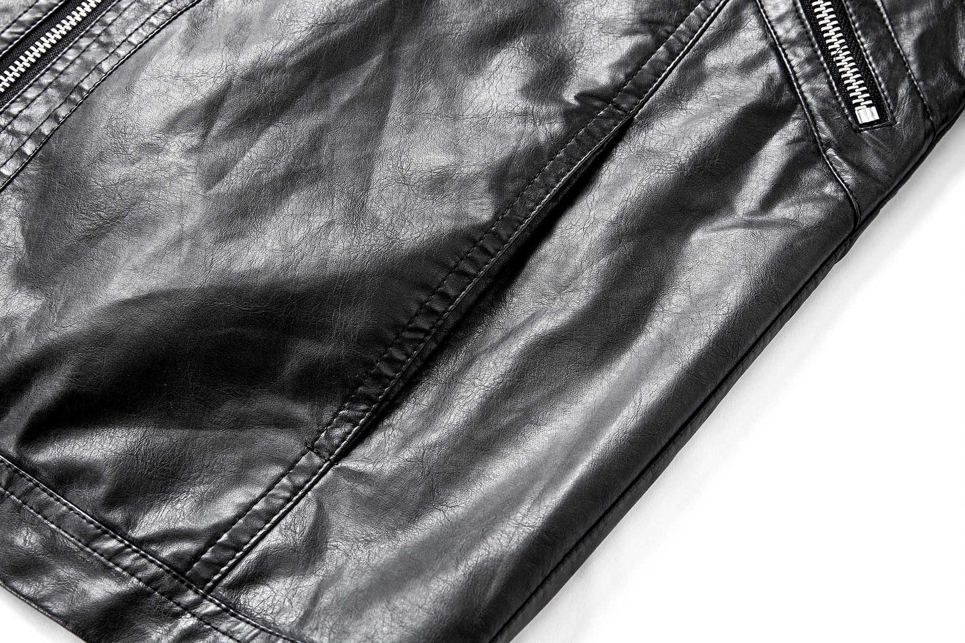 Veste biker moto homme en simili cuir noir – Coupe décontractée, style racer rétro