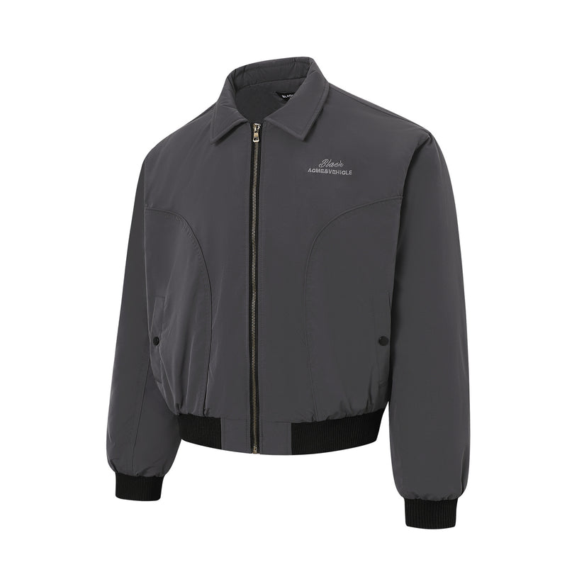 Veste bomber matelassée pour homme avec col à pointes et coutures arrondies