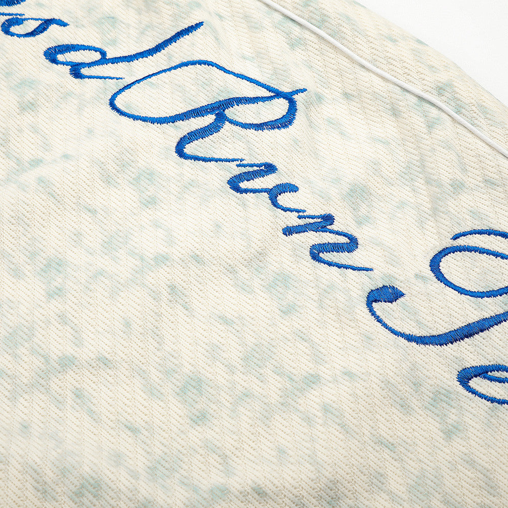 RRR Script Embroidered Acid Wash Wide-Leg Sweatpants