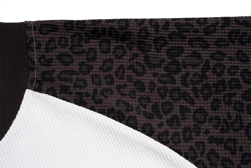 Men's Leopard Print Raglan Long Sleeve Waffle Shirt – Gothic Letter Graphic