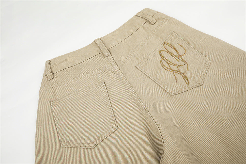 Men's Wide-Leg Barrel Pants with Decorative Button Detail