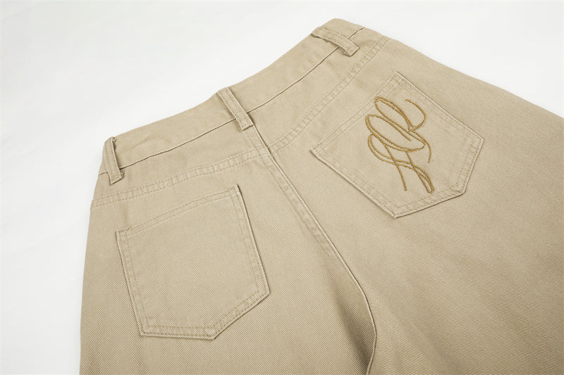 Men's Wide-Leg Barrel Pants with Decorative Button Detail