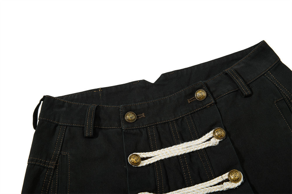 Wide-Leg Trousers with Double-Breasted Rope Detail