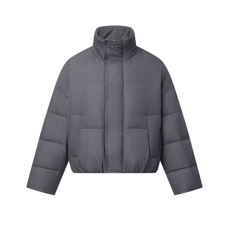 Oversized Stand-Collar Puffer Down Jacket – Men's Short Boxy Winter Coat