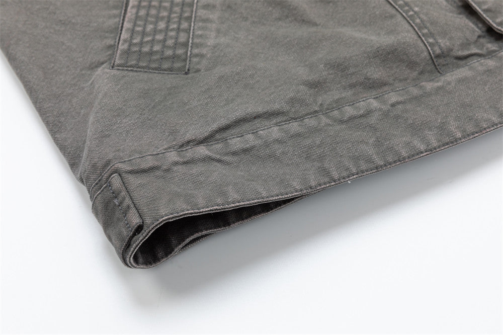 Washed Canvas Workwear Jacket – Oversized Fit, Multi-Pocket Trucker Style