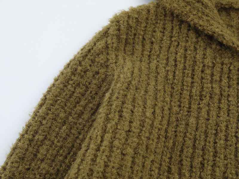 Sweater Zip Up Hoodie Bear Ear Knit Cardigan with Front Pockets