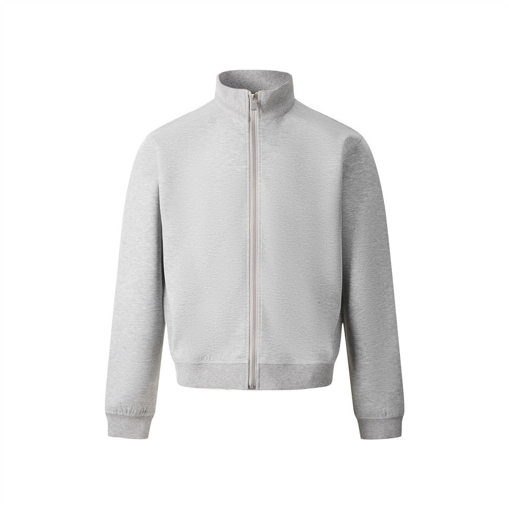 Mock Neck Full-Zip Sweatshirt Jacket – Relaxed Fit Fleece Zip-Up