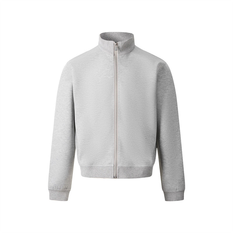 Mock Neck Full-Zip Sweatshirt Jacket – Relaxed Fit Fleece Zip-Up