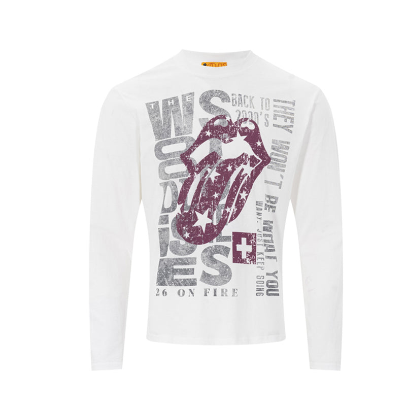 ロングスリーブ ロックグラフィックTシャツ｜色あせプリント ストリートウェアシャツ