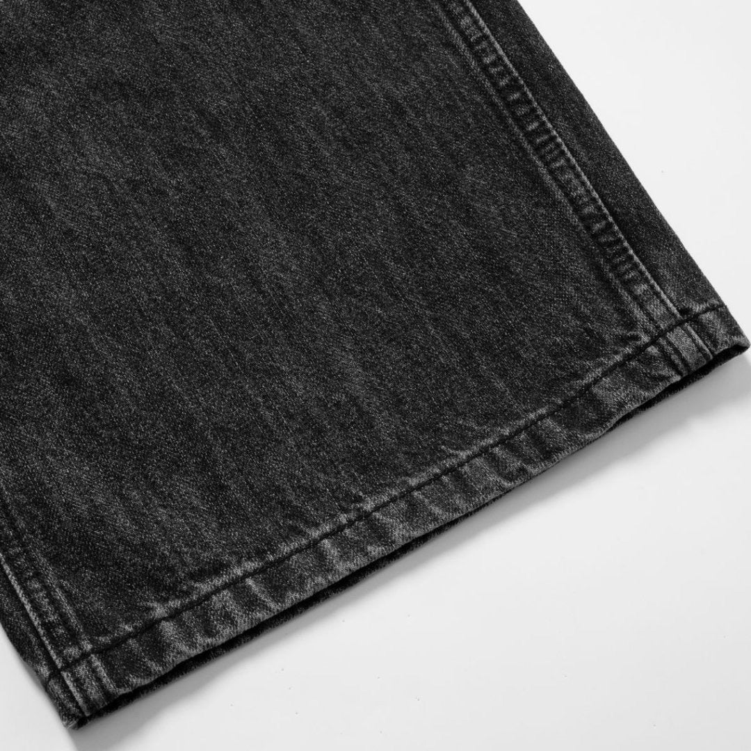 Baggy Black Jeans Men – Wide Leg Vintage Washed Straight Denim Pants