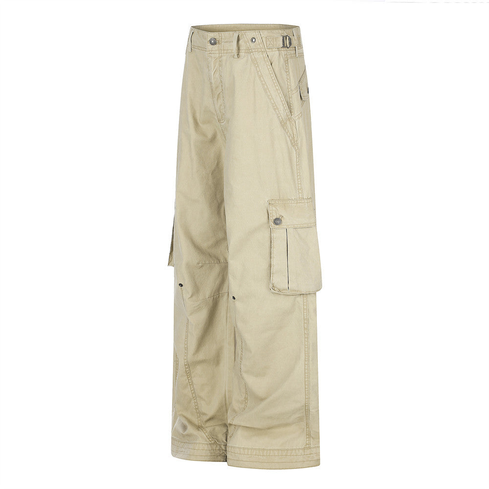 Wide-Leg Cargo Pants – Multi-Pocket Straight-Fit Workwear Trousers