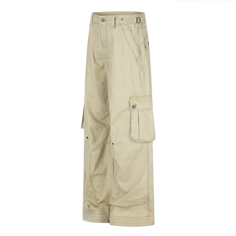 Wide-Leg Cargo Pants – Multi-Pocket Straight-Fit Workwear Trousers