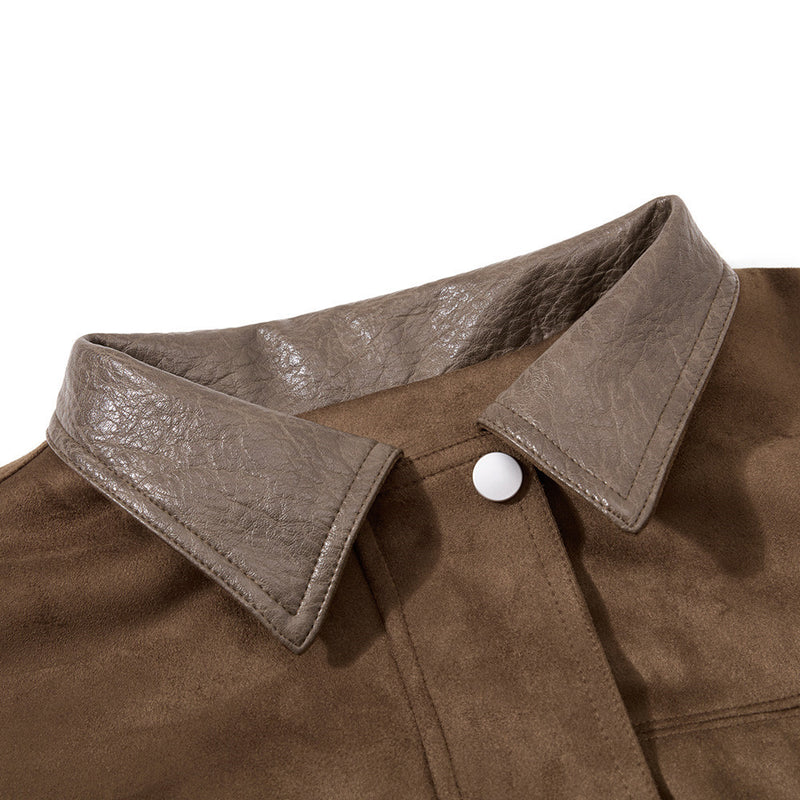 Blouson bomber rétro oversize – Homme, veste courte en similicuir à col revers workwear