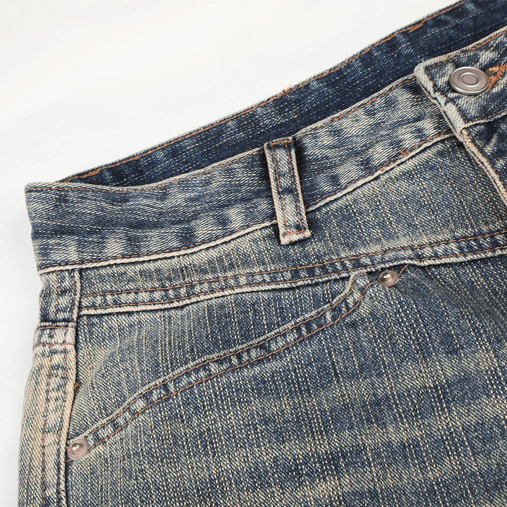 Jeans mit weitem Bein aus verwaschenem Denim – Vintage-Destroyed-Look, entspannte Passform
