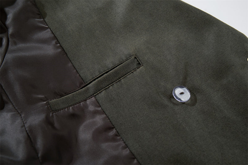 Veste blazer homme casual chic – Fermeture à boucle métallique gris-vert