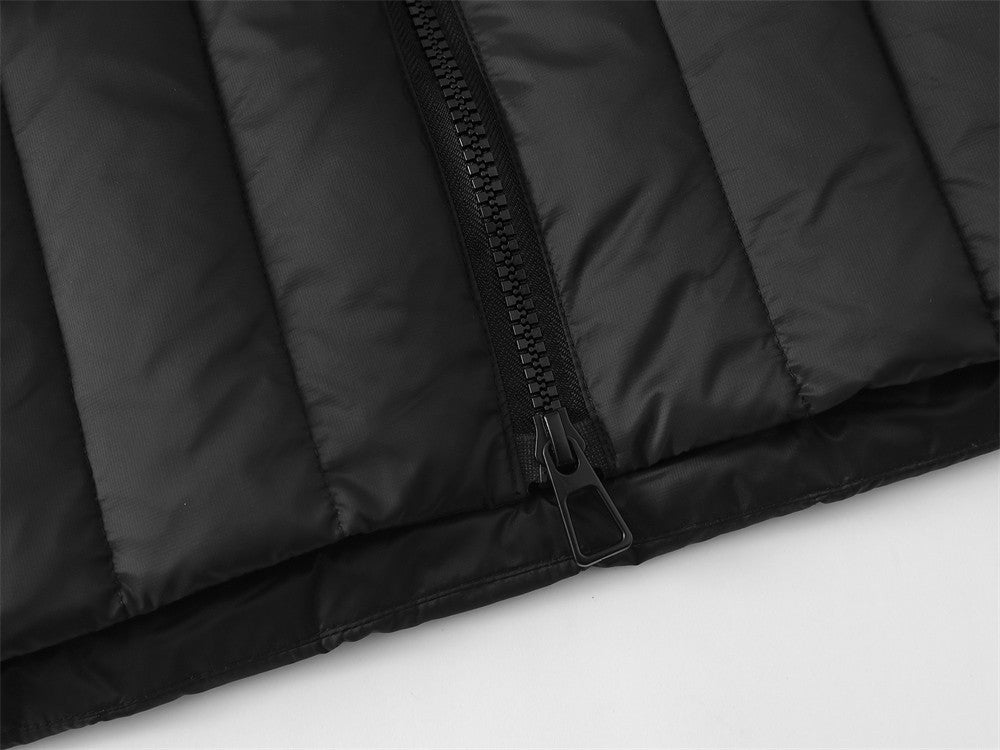 Schwarze Kapuzen-Pufferjacke für Herren – Gesteppter Wintermantel mit Daunenfüllung