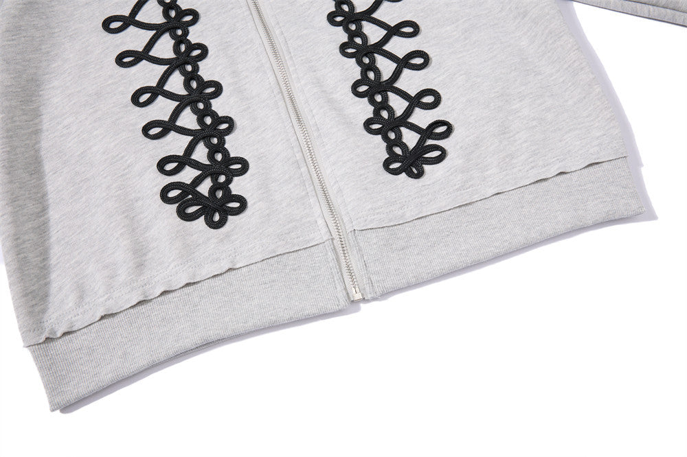 Oversized Zip-Up Hoodie Men – Rope Lace Detail Wide-Leg Sweatpants Set