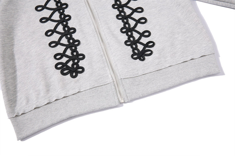 Oversized Zip-Up Hoodie Men – Rope Lace Detail Wide-Leg Sweatpants Set