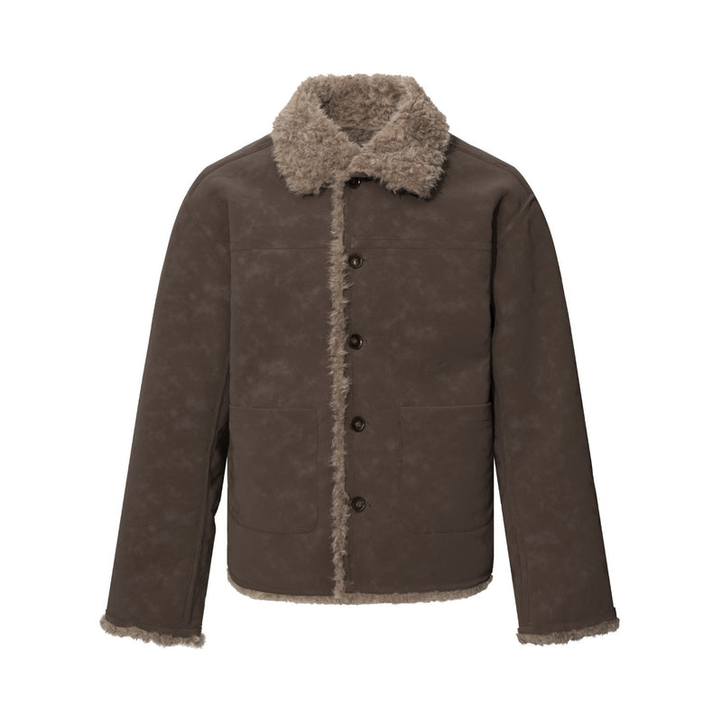 Reversible Teddy Fleece & Suede Jacket – Men's Relaxed Fit Winter Coat