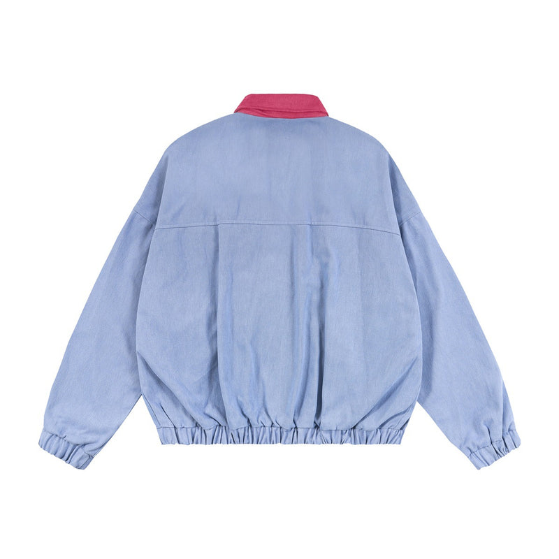 Veste Harrington rétro color block – Veste de travail zippée à col contrastant