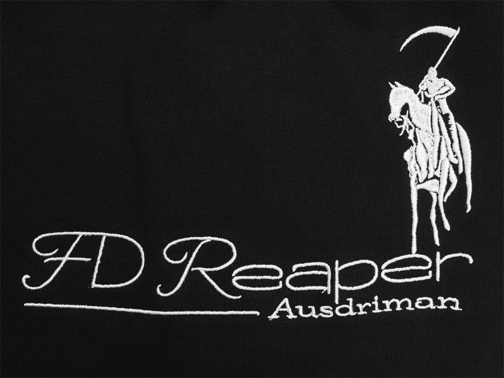 Wide-Leg Sweatpants with Grim Reaper Graphic & Double Waistband
