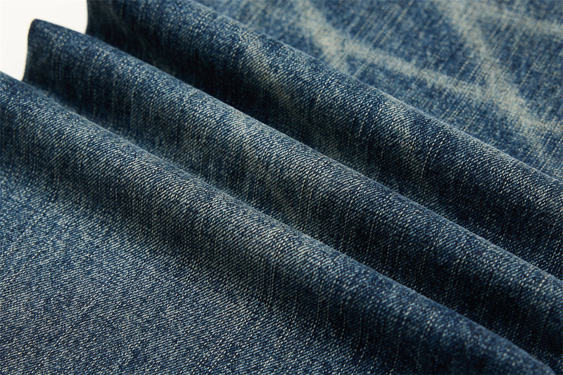 Wide-Leg Washed Distressed Jeans – Men's Vintage American Streetwear