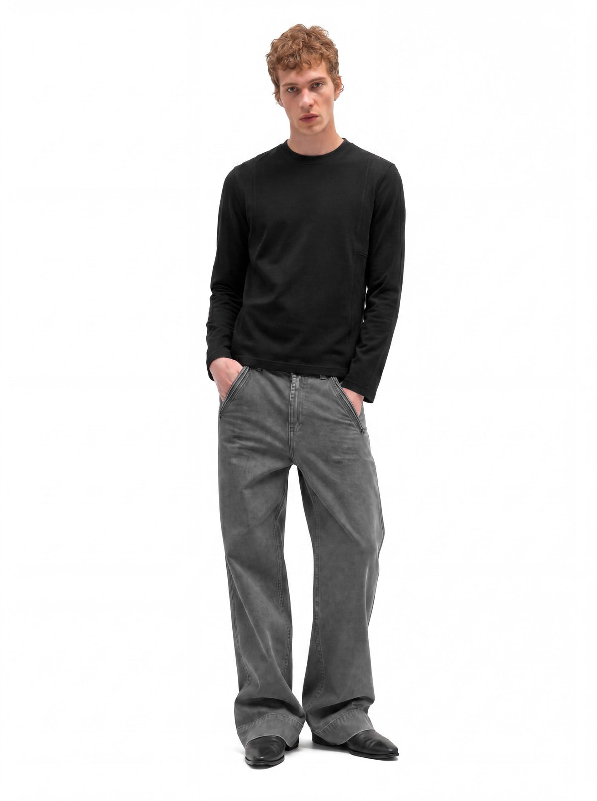 Men's Long Sleeve Crew Neck Shirt – Relaxed Fit Solid Tee