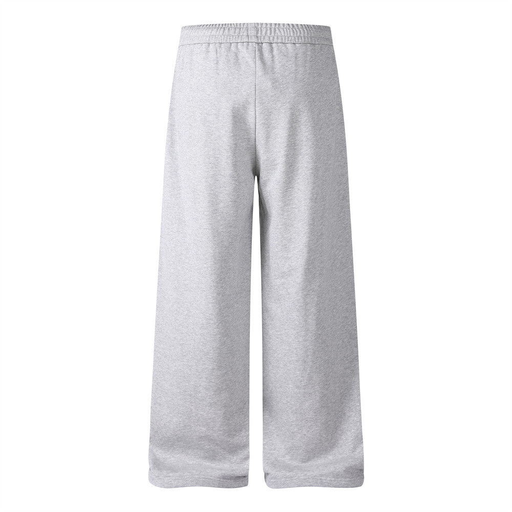 Wide-Leg Sweatpants with Double-Breasted Metal Buttons & Elastic Waist