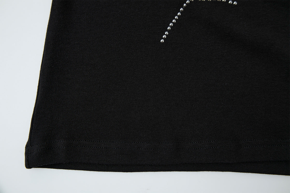 Rhinestone Dragon Mock Neck Quarter-Zip Long Sleeve Shirt