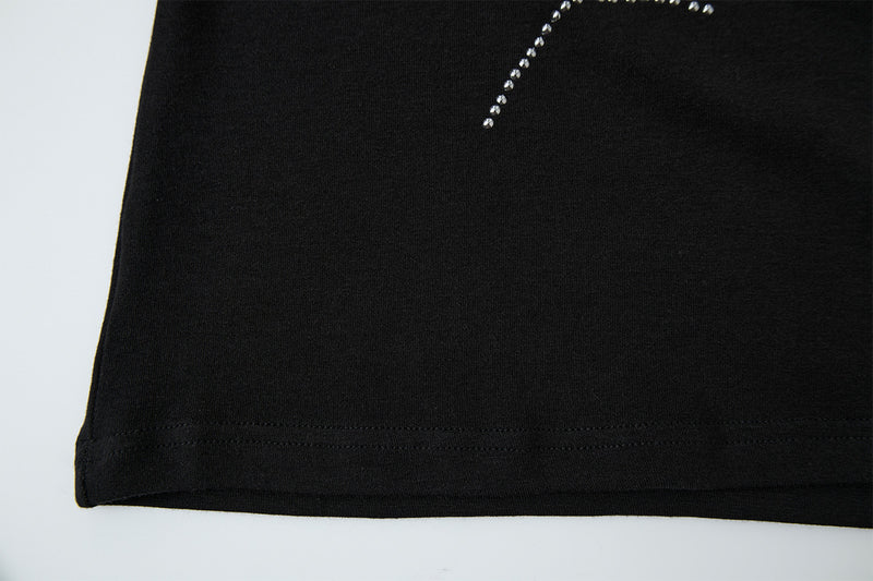 Rhinestone Dragon Mock Neck Quarter-Zip Long Sleeve Shirt