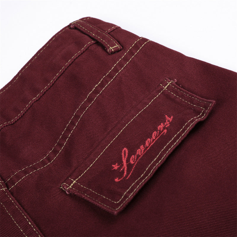 Wide-Leg Pleated Trousers – Curved Barrel Fit with Contrast Stitching
