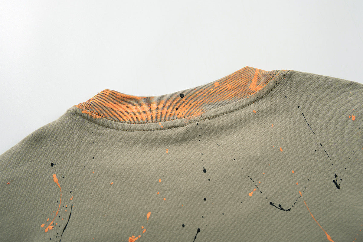 MFOUR Doberman Graphic Long Sleeve Shirt – Streetwear Paint Splatter Tee