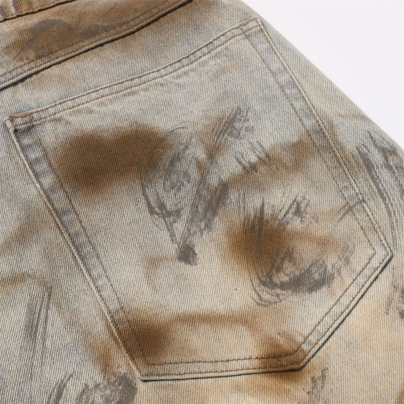 Distressed Jeans for Men – Baggy Wide-Leg Tie-Dye Washed Denim