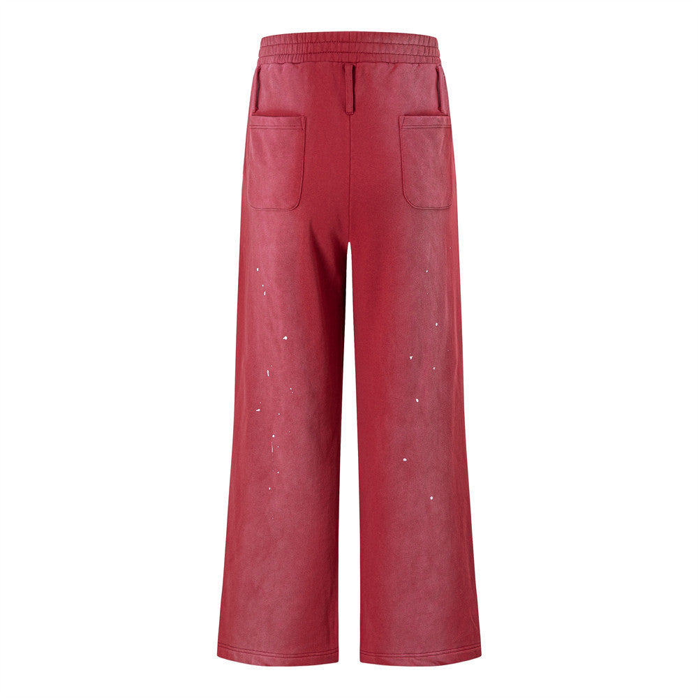 Paint Splatter Wide-Leg Sweatpants – Acid Wash Relaxed Fit Streetwear Pants