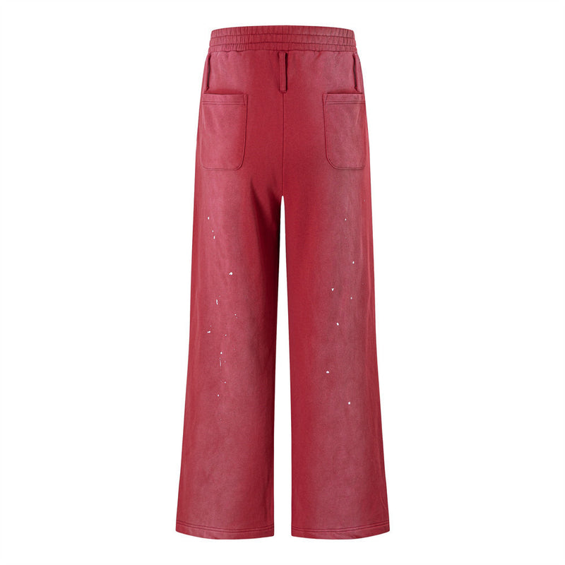 Paint Splatter Wide-Leg Sweatpants – Acid Wash Relaxed Fit Streetwear Pants