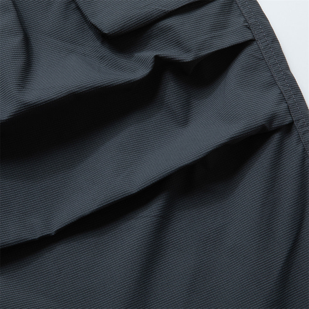 Wide-Leg Cargo Pants – Pleated Parachute Nylon, Relaxed Fit