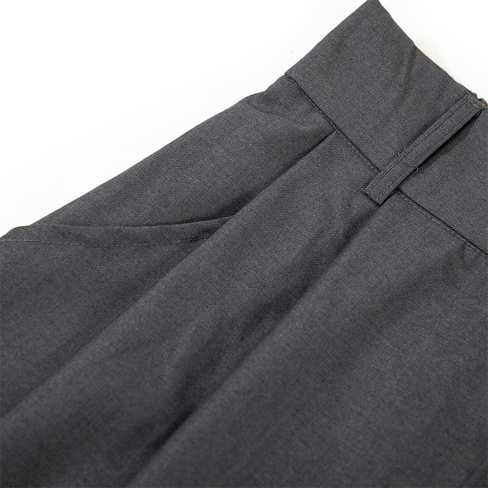 Wide-Leg Pleated Culottes Shorts with Button Fly