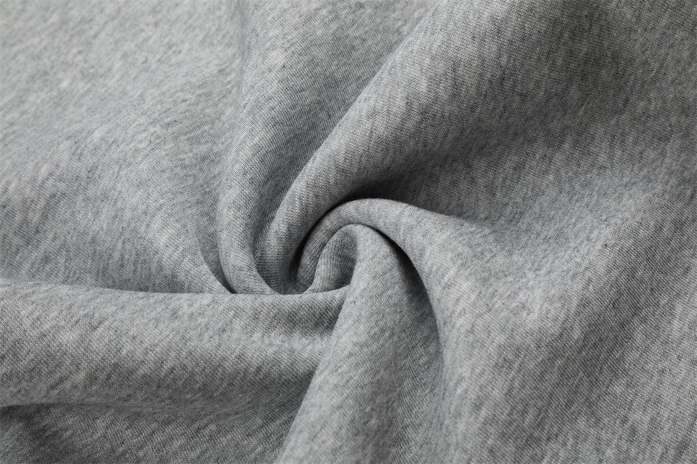 Close-up of soft gray fleece fabric texture
