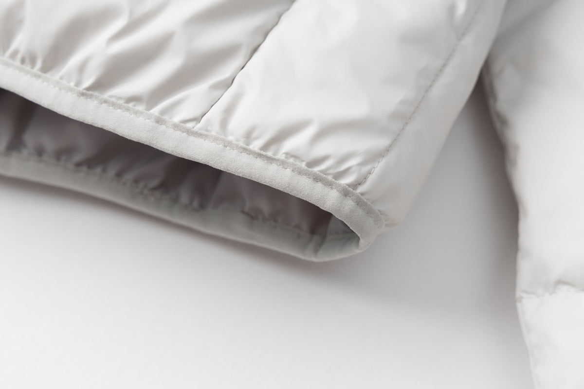 Hooded Puffer Down Jacket with Diagonal Quilting — Oversized Fit