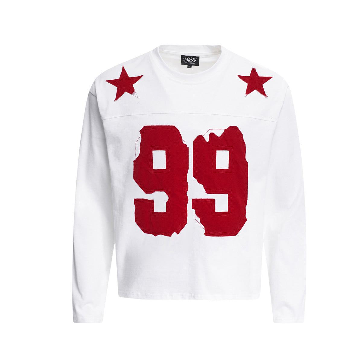 Langarm-Footballtrikot mit 99-Patch und Stern-Applikationen