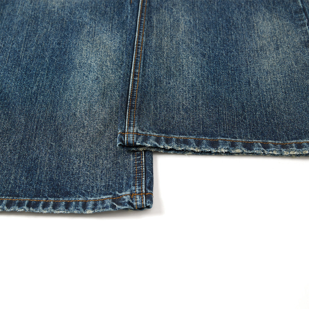 Wide-Leg Washed Distressed Jeans – Men's Vintage American Streetwear