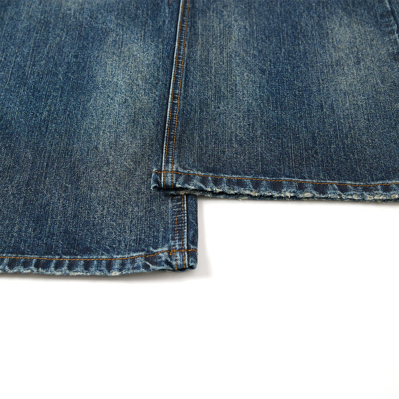 Wide-Leg Washed Distressed Jeans – Men's Vintage American Streetwear