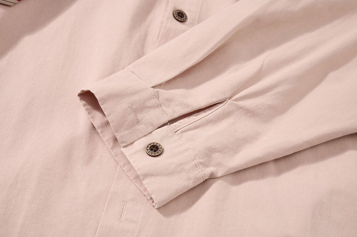 Tan Long Sleeve Shirt with Detachable Tie – Heart & Hook Embroidered Campus