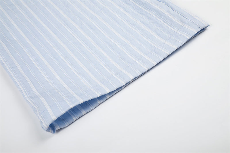 Striped Wide-Leg Pants with Elastic Drawstring Waist and Pleated Detail