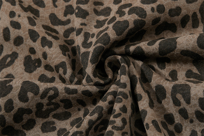 Mafa Vintage Leopard Print Short Sleeve Polo Shirt