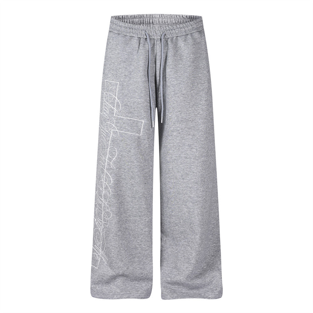 Wide-Leg Sweatpants with Cross Script Graphic Print