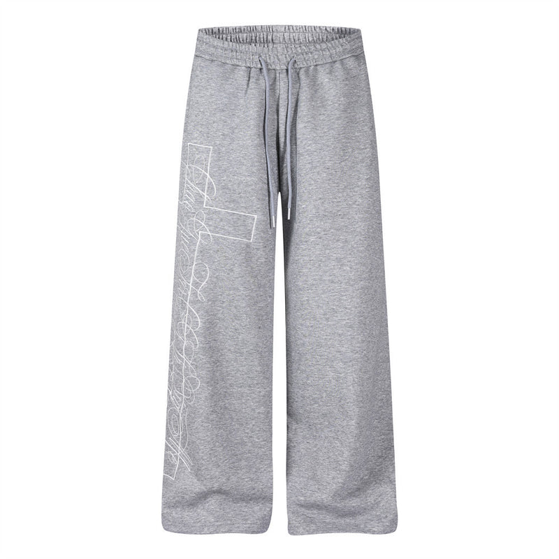 Wide-Leg Sweatpants with Cross Script Graphic Print